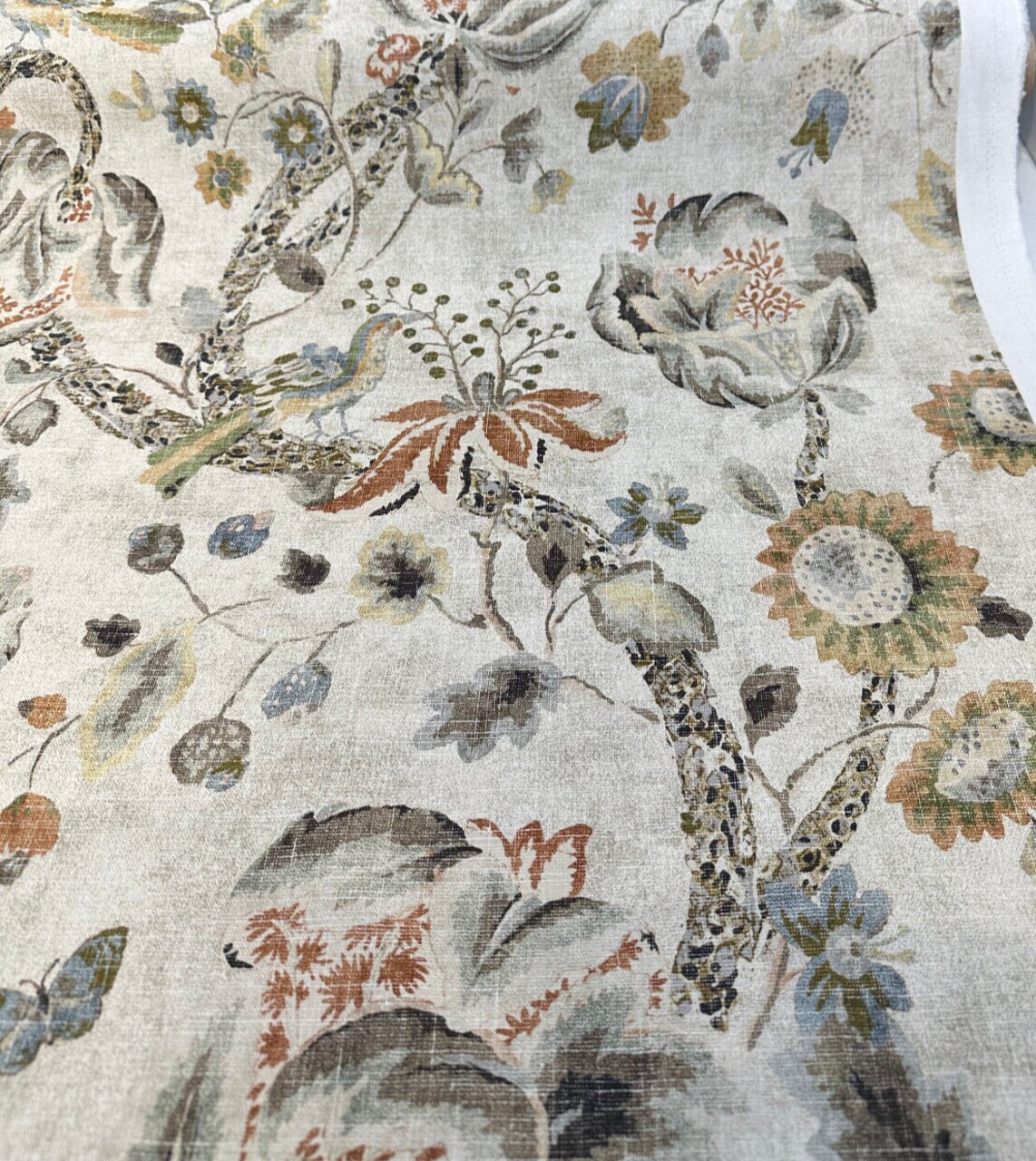 1 Yard Adalet Jacobean Chutney Linen Drapery Upholstery Fabric